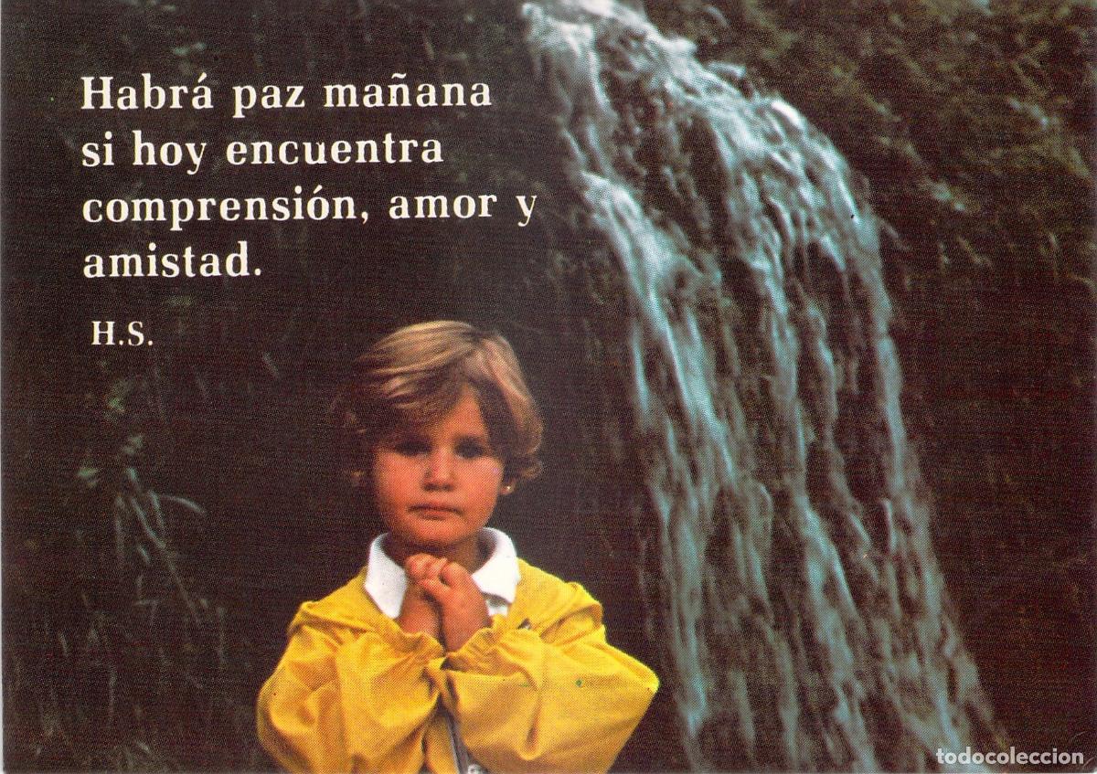 Postales: Postal con reflexi&oacute;n inspiradora sobre la paz y ni&ntilde;o rezando