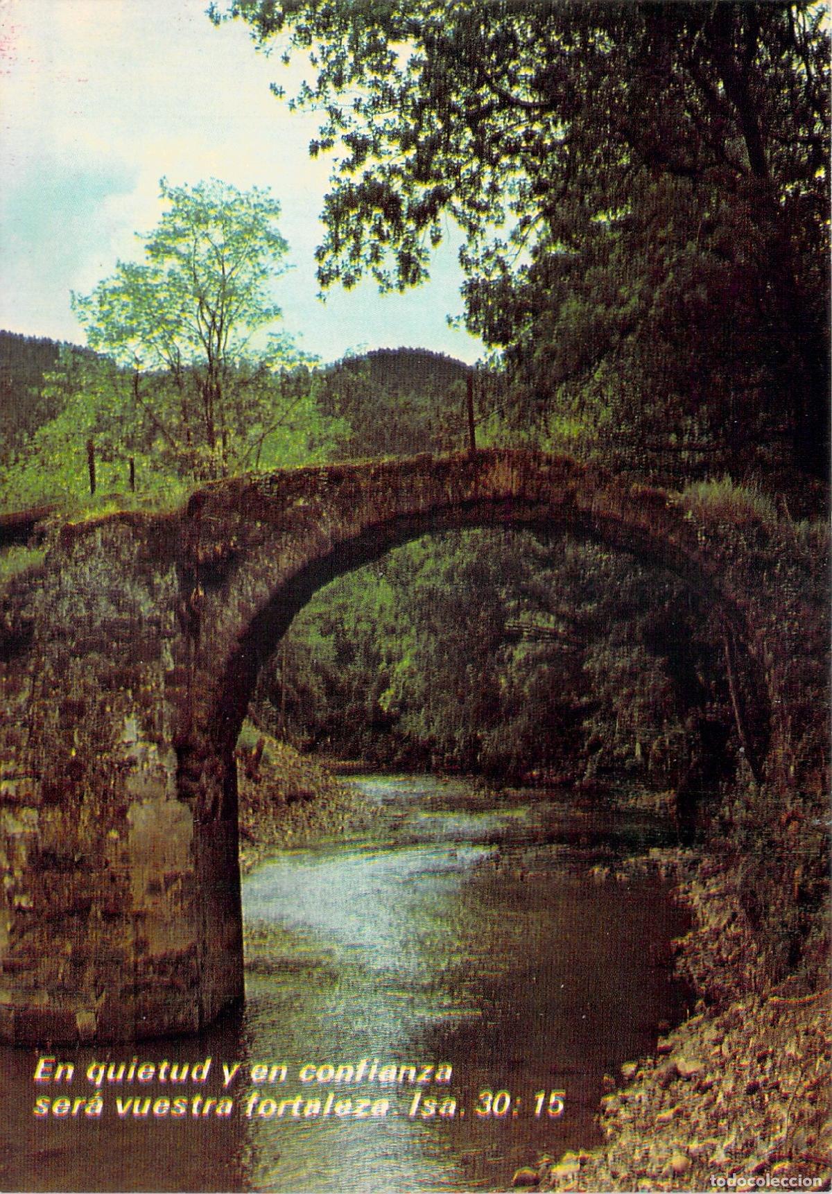 Postales: Postal de Somorrostro Vizcaya con puente en paisaje natural