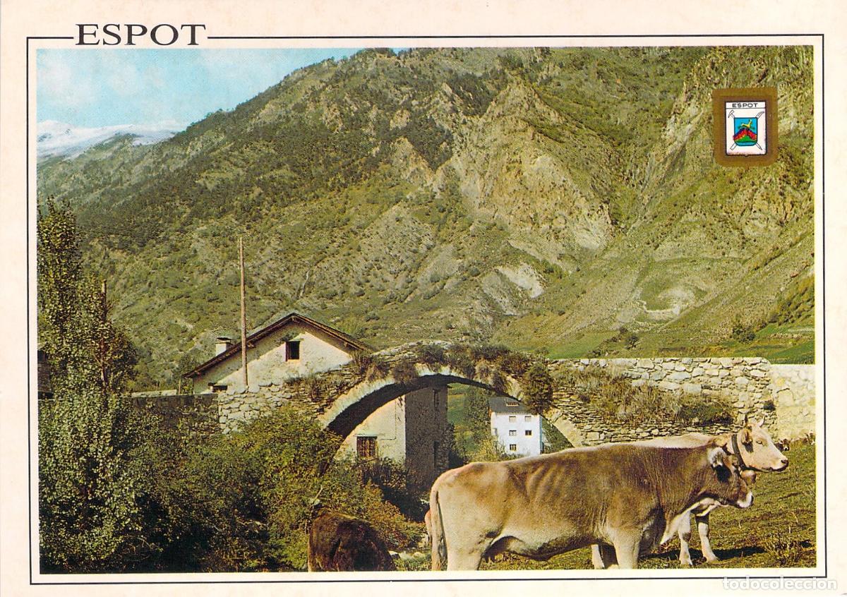 Postales: Postal de Espot, Pirineo de Lleida con su puente rom&aacute;nico