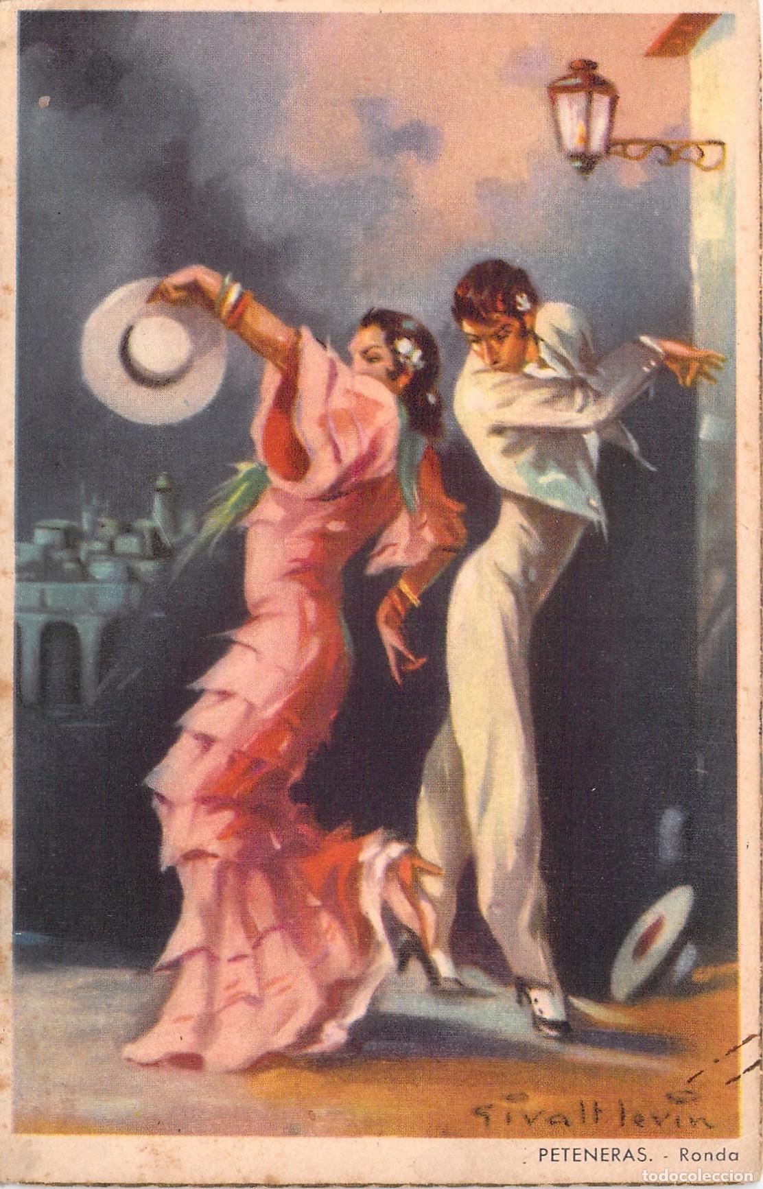 Postales: Postal de pareja bailando flamenco en Ronda