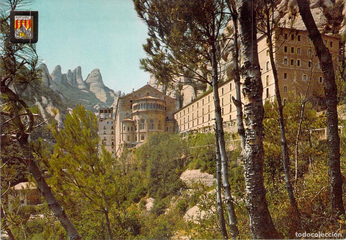 Postales: Postal de Montserrat con Vista del &Aacute;bside y las Rocas