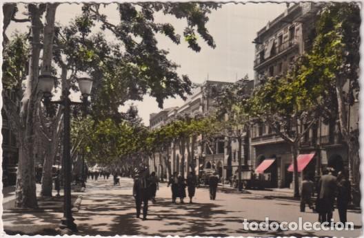 Postales: 10. L&eacute;rida. avenida del Caudillo. Ediciones Garc&iacute;a Garrabella. Coloreada a mano. Franqueado y fechad