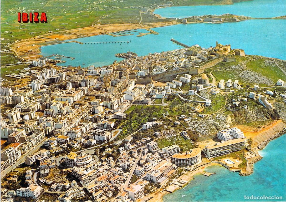 Postales: Postal de vista a&eacute;rea de la ciudad de Ibiza, Islas Baleares
