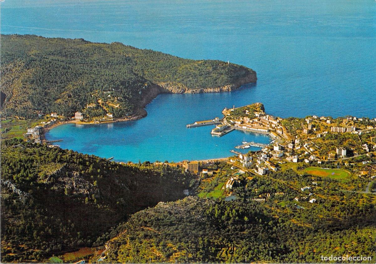 Postales: Postal de Puerto de S&oacute;ller, Mallorca, vista a&eacute;rea panor&aacute;mica