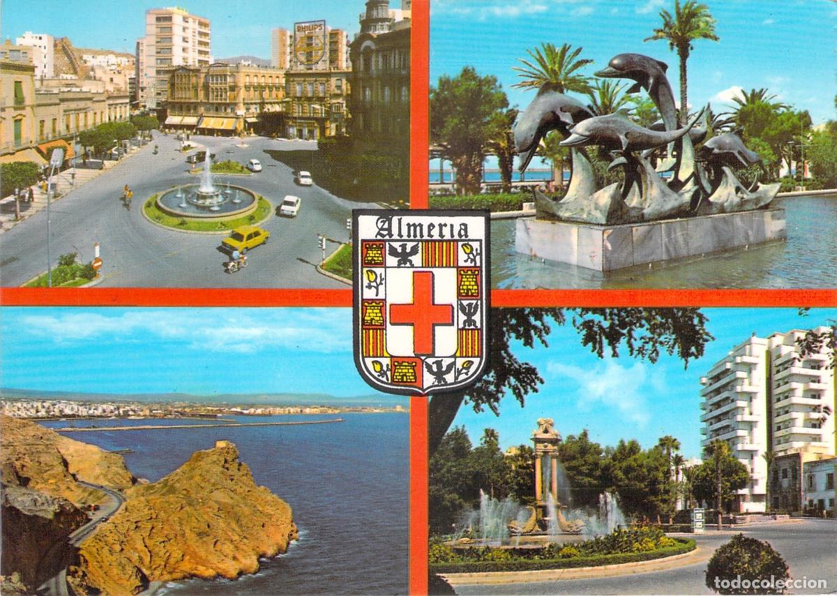 Postales: Postal de Almer&iacute;a: Vistas de la ciudad y fuentes emblem&aacute;ticas