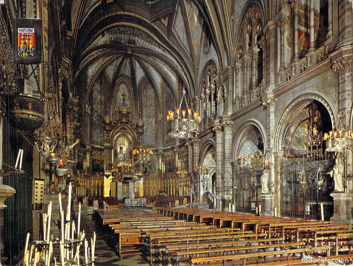 Postales: Postal del interior de la Bas&iacute;lica de Montserrat