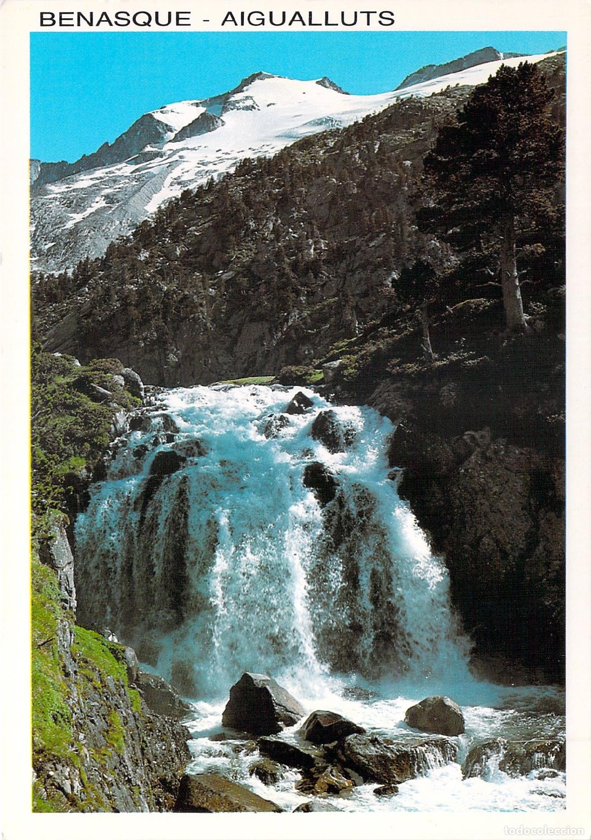 Postales: Postal de la Cascada de Aigualluts y Pico Aneto en Benasque