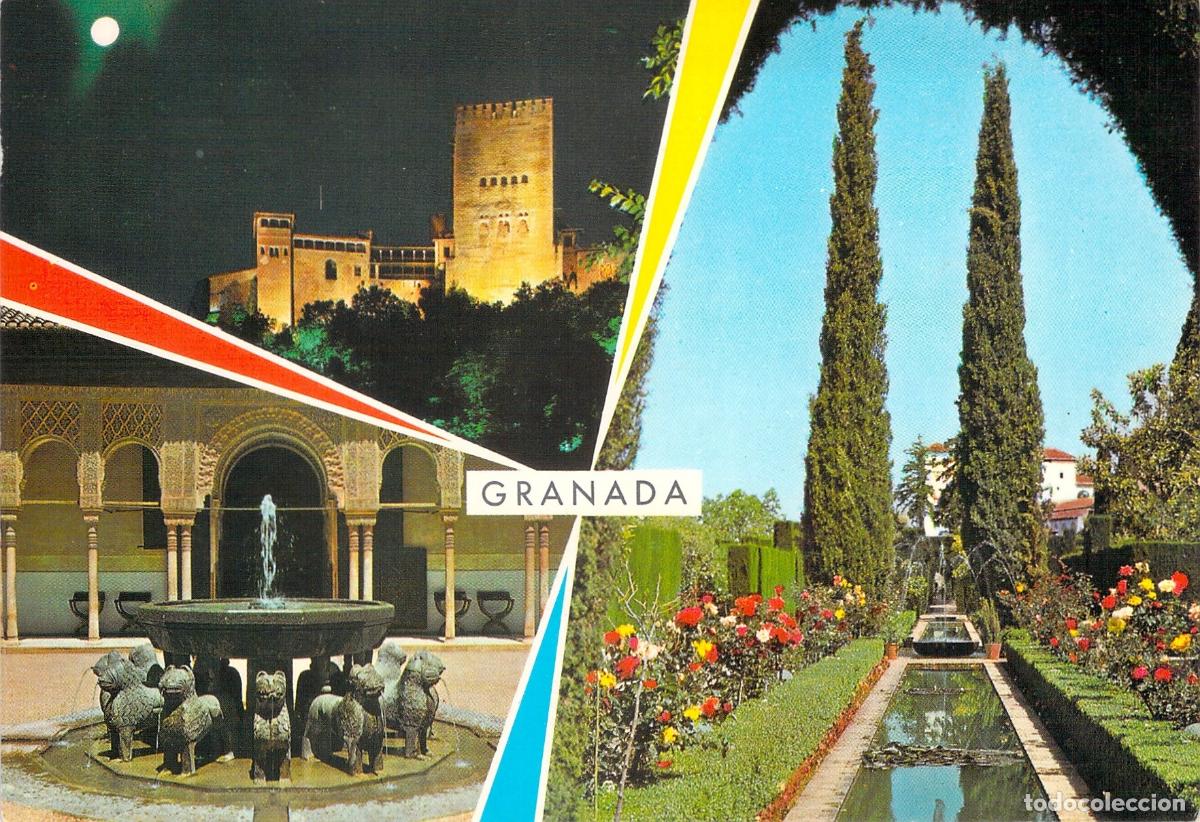 Postales: Postal de Granada, Alhambra y jardines del Generalife
