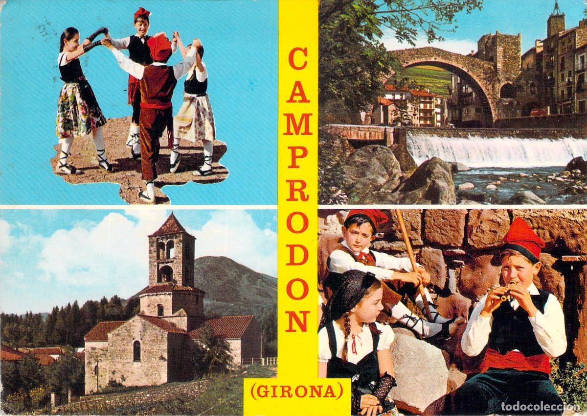 Postales: Postal de Camprodon con escenas de folklore y paisaje