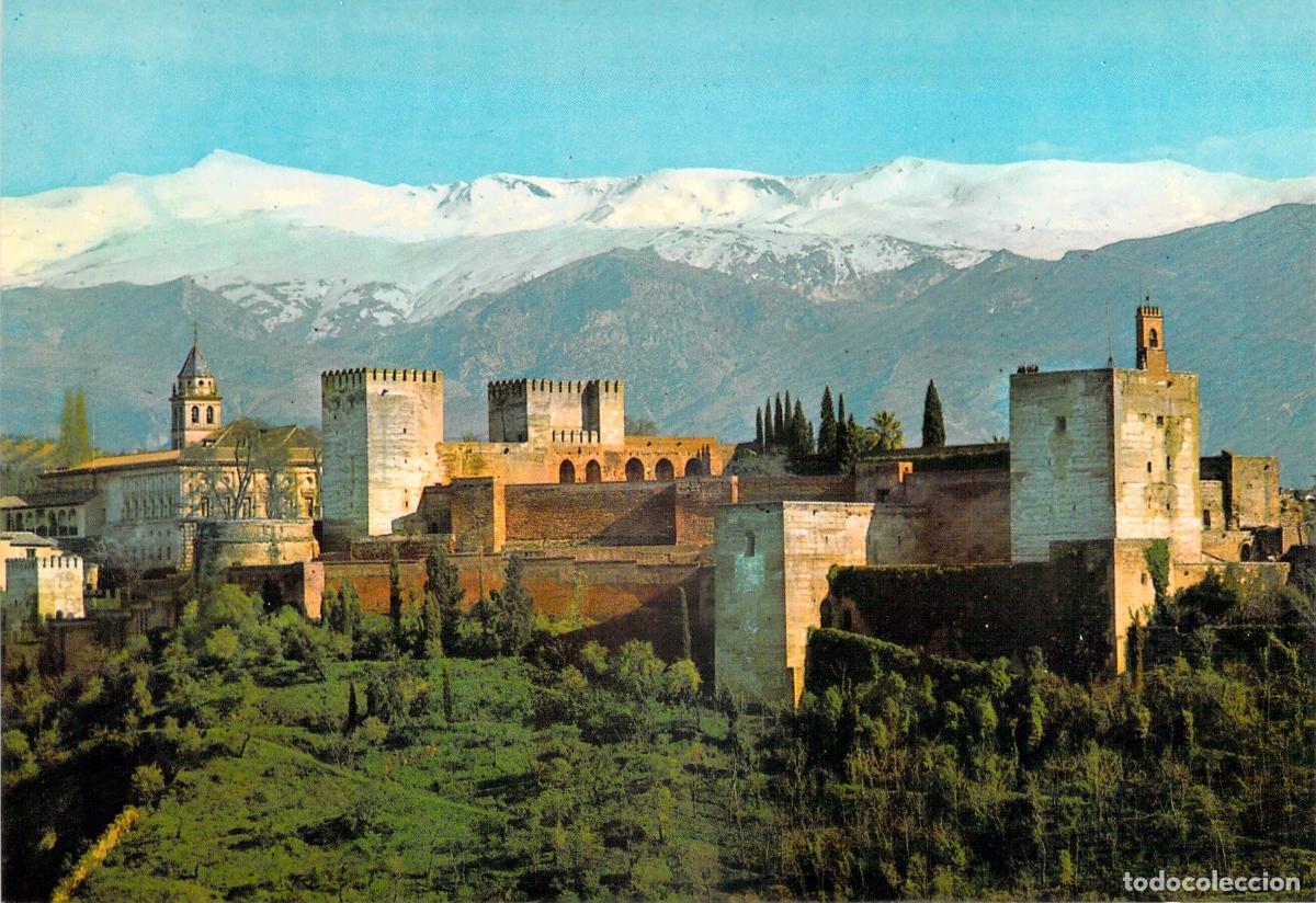 Postales: Postal de Granada con vista de la Alhambra y Sierra Nevada