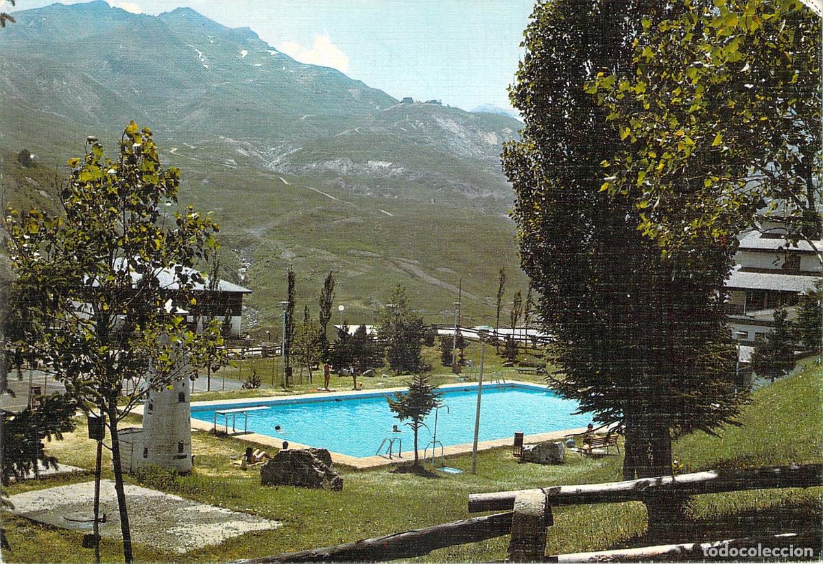 Postales: Postal de Sallent de Gallego con Piscina y Macizo Tres Hombres