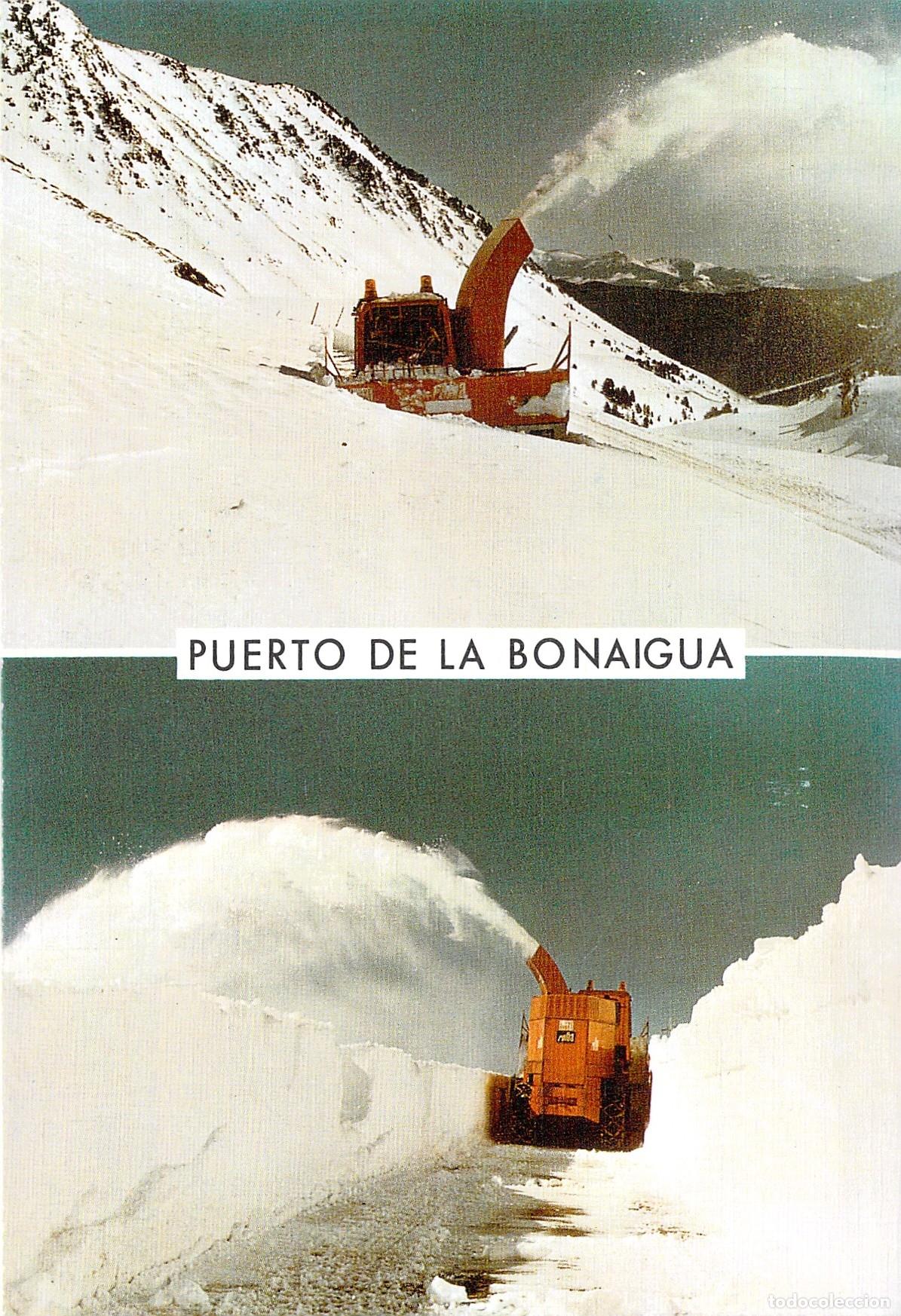 Postales: Postal del Puerto de la Bonaigua con quitanieves en los Pirineos