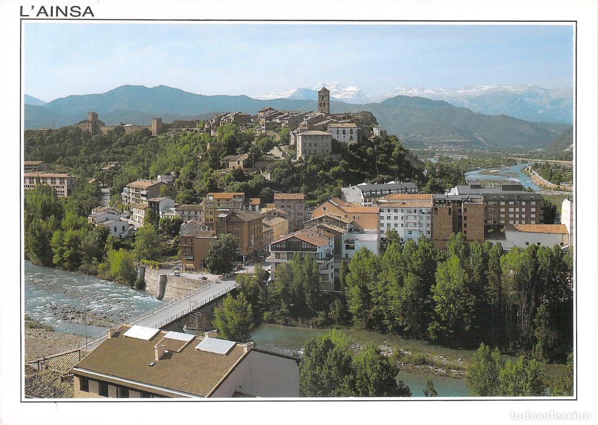 Postales: Postal de L'Ainsa, Huesca con vista al macizo de Monte Perdido