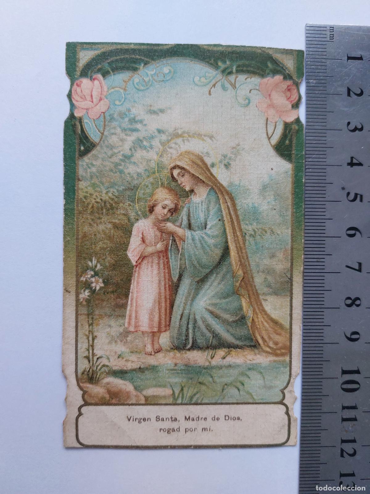Postales: Estampa religiosa de la Virgen Mar&iacute;a con el Ni&ntilde;o Jes&uacute;s
