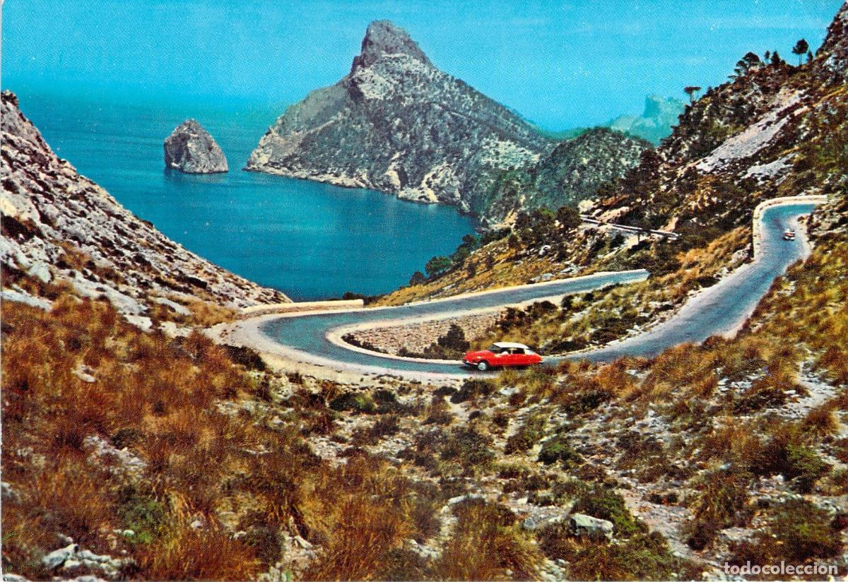 Postales: Postal de Formentor en Mallorca con vista a la costa y carretera