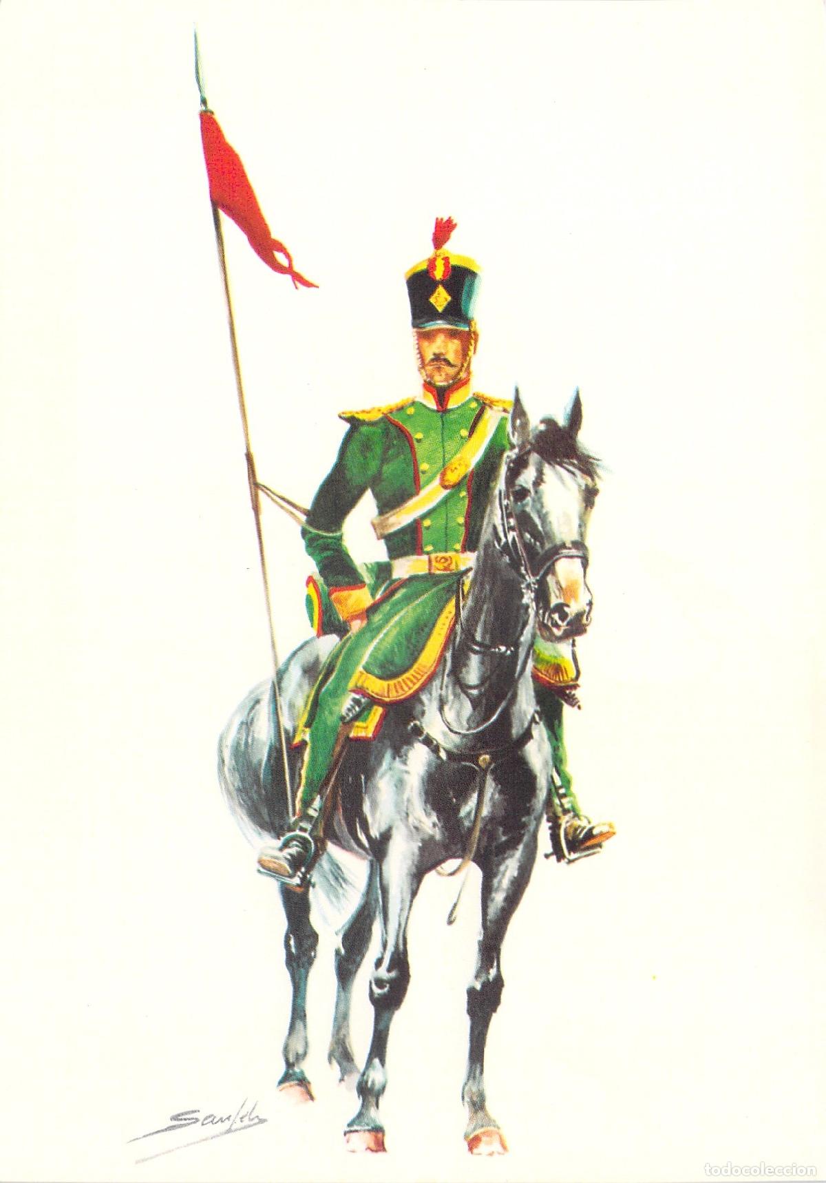Postales: Postal ilustrada de lancero del Regimiento Legi&oacute;n Extreme&ntilde;a