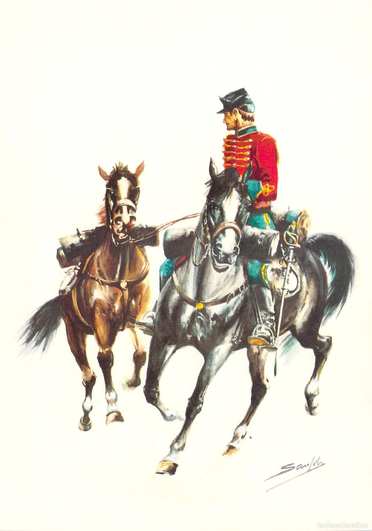 Postales: Postal de Uniforme del Regimiento de H&uacute;sares de Pav&iacute;a del Ej&eacute;rcito Espa&ntilde;ol