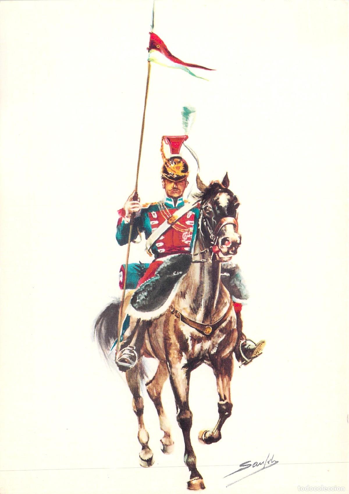Postales: Postal de un Lancero de la Guardia Real Espa&ntilde;ola, serie uniformes militares