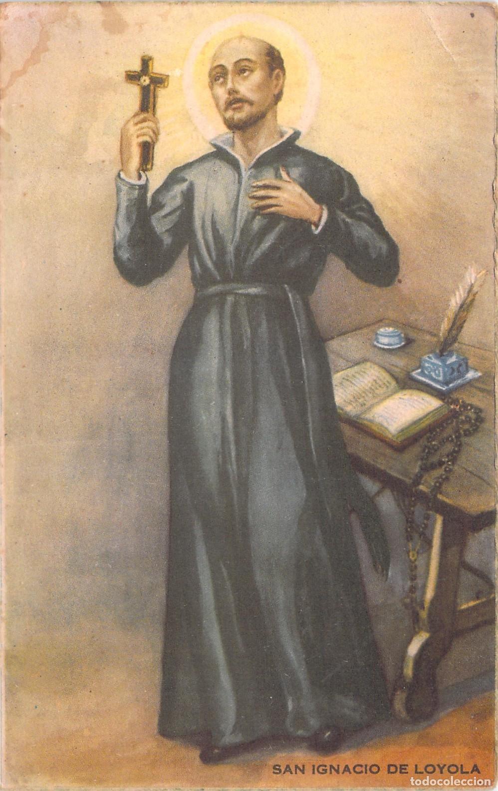 Postales: Postal de San Ignacio de Loyola con Crucifijo y Libros