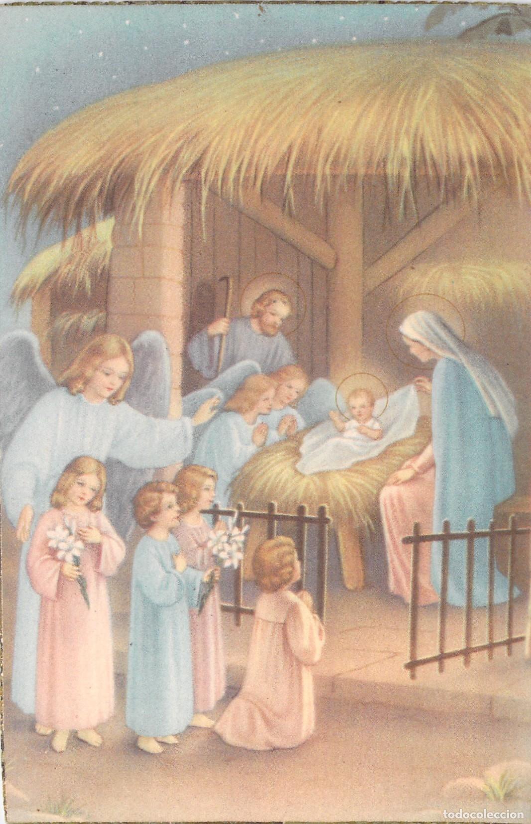 Postales: Postal de Navidad con Escena del Nacimiento de Jes&uacute;s