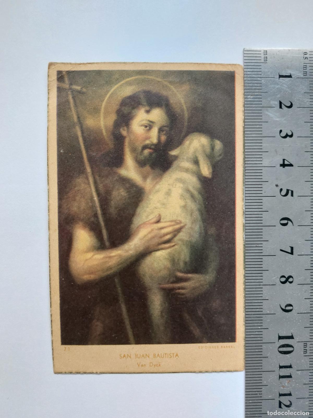 Postales: Estampa de San Juan Bautista basada en obra de Van Dyck