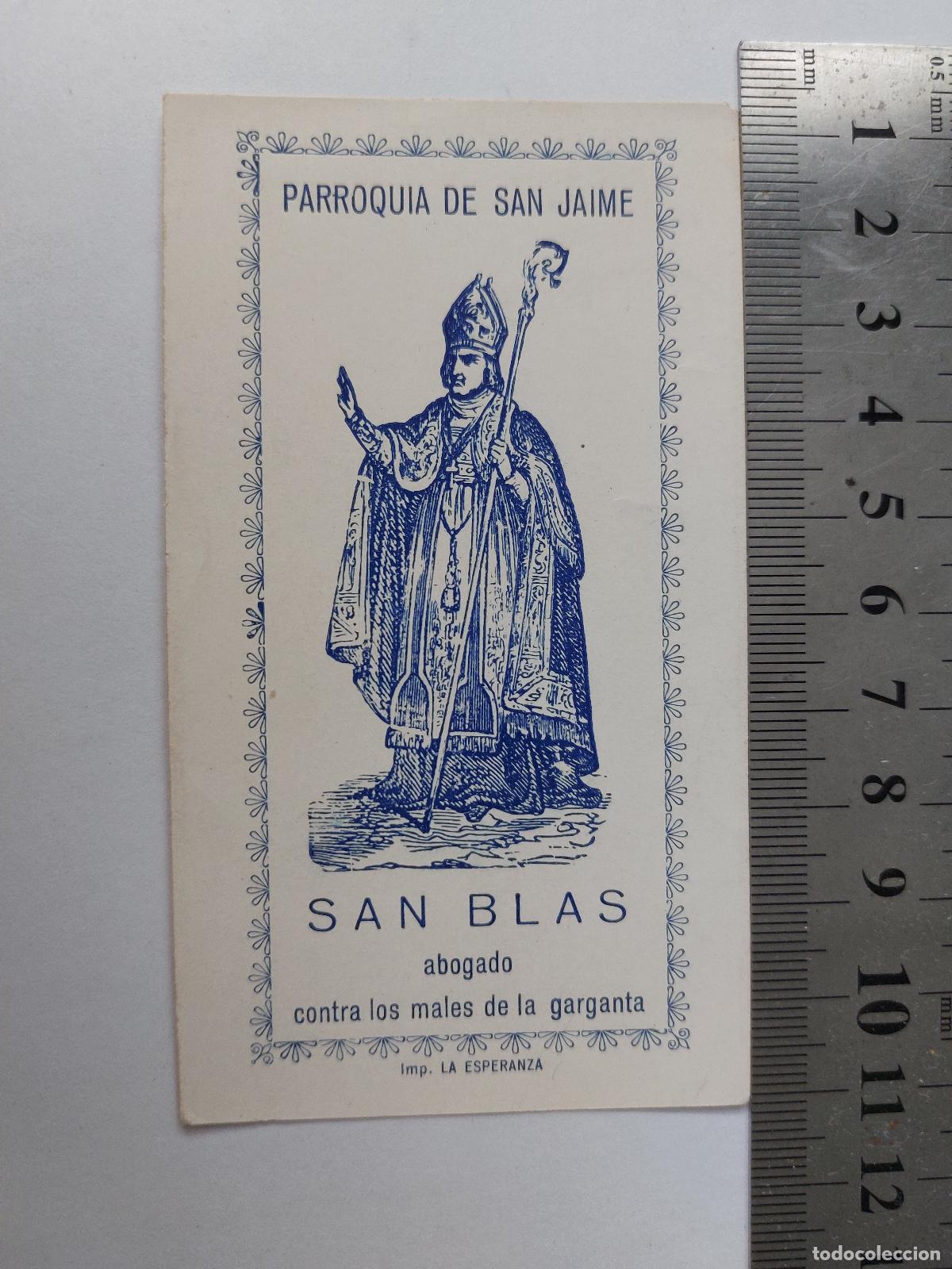 Postales: Estampa religiosa de San Blas abogado contra los males de la garganta