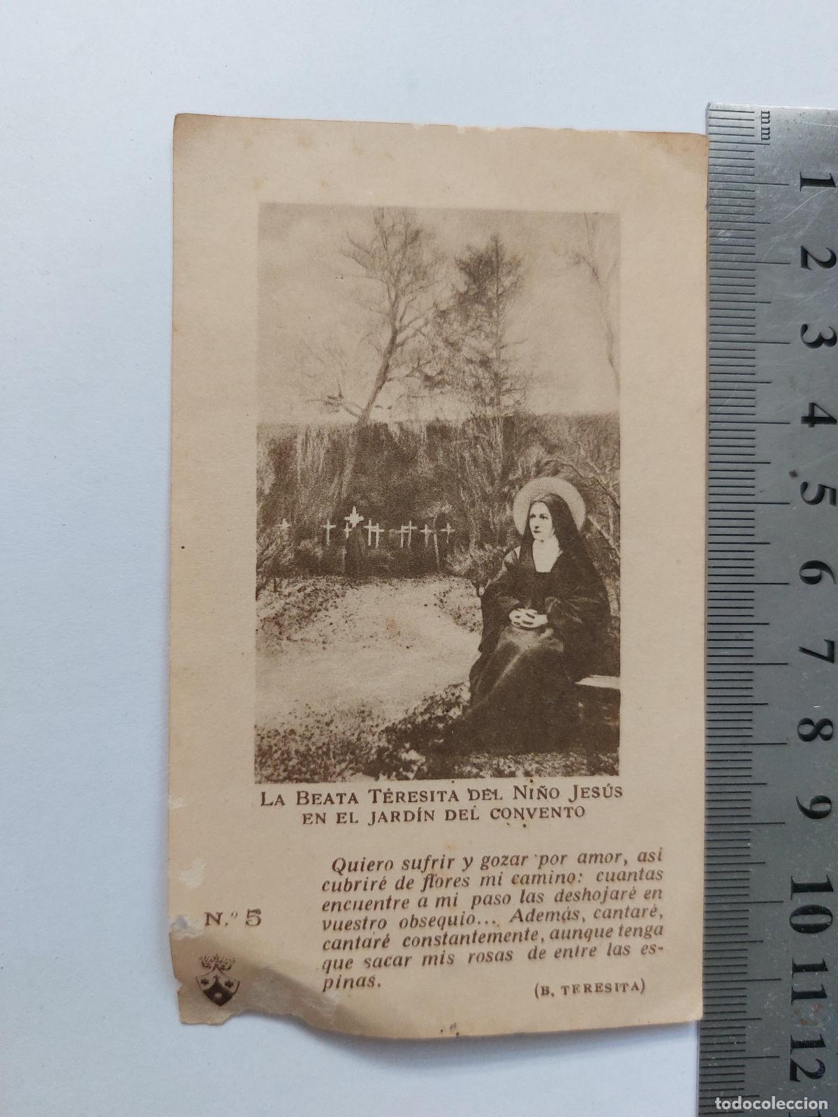 Postales: Estampa de Santa Teresita del Ni&ntilde;o Jes&uacute;s en el Jard&iacute;n del Convento