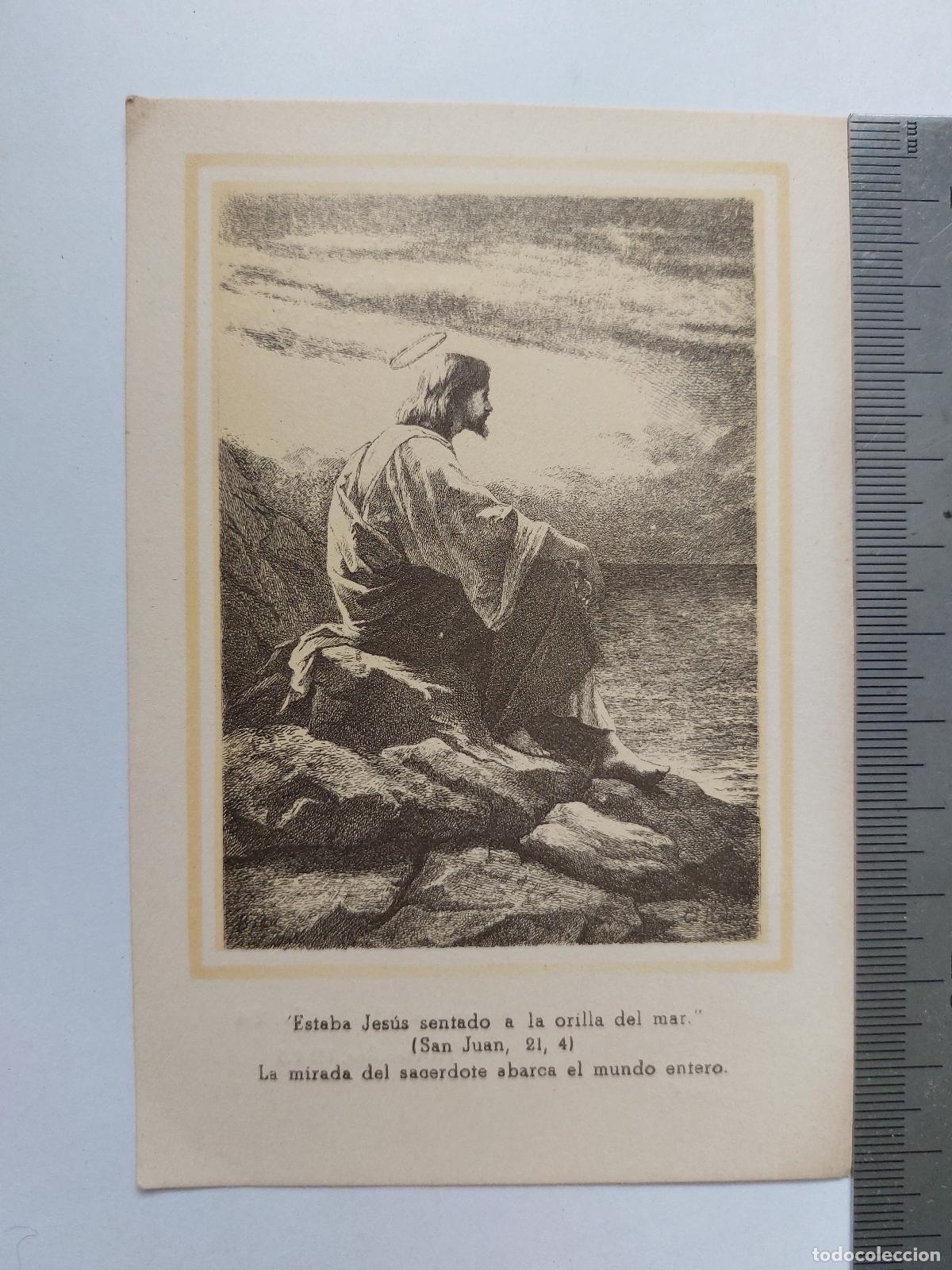 Postales: Estampa religiosa con imagen de Jesucristo y texto de ordenaci&oacute;n sacerdotal