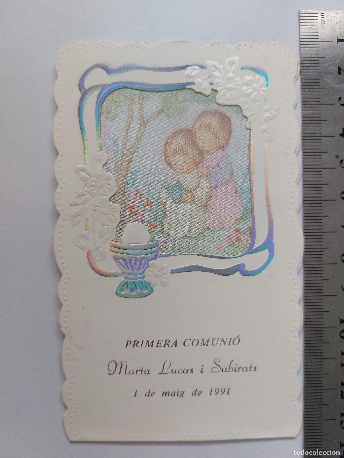 Postales: Estampa de Primera Comuni&oacute;n con Relieve y Acabado Brillante