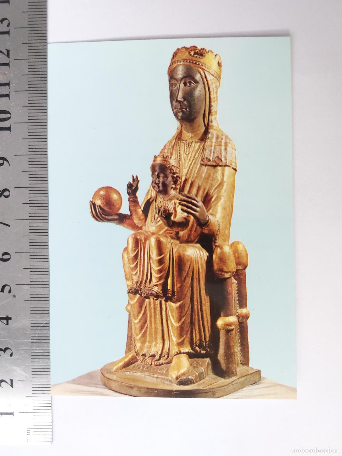Postales: Estampa de la Virgen de Montserrat con oraci&oacute;n en franc&eacute;s