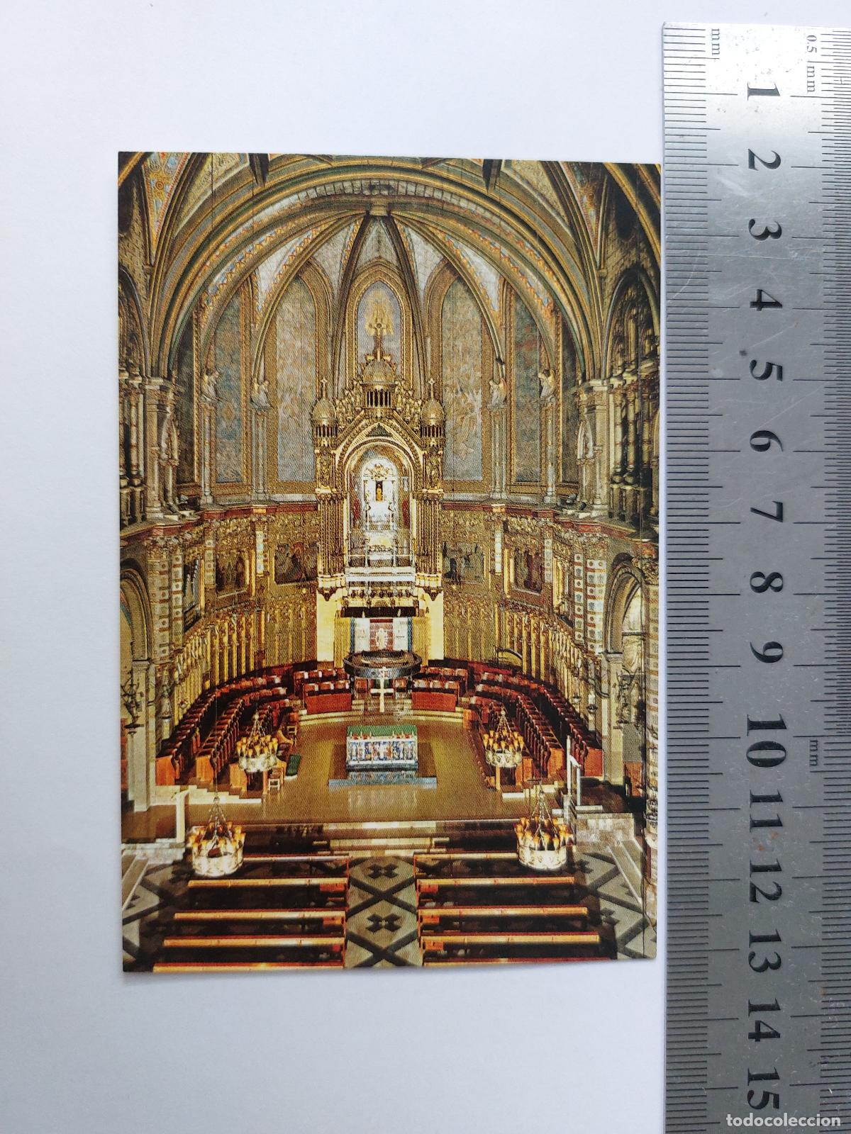 Postales: Estampa del interior de la Bas&iacute;lica de Montserrat