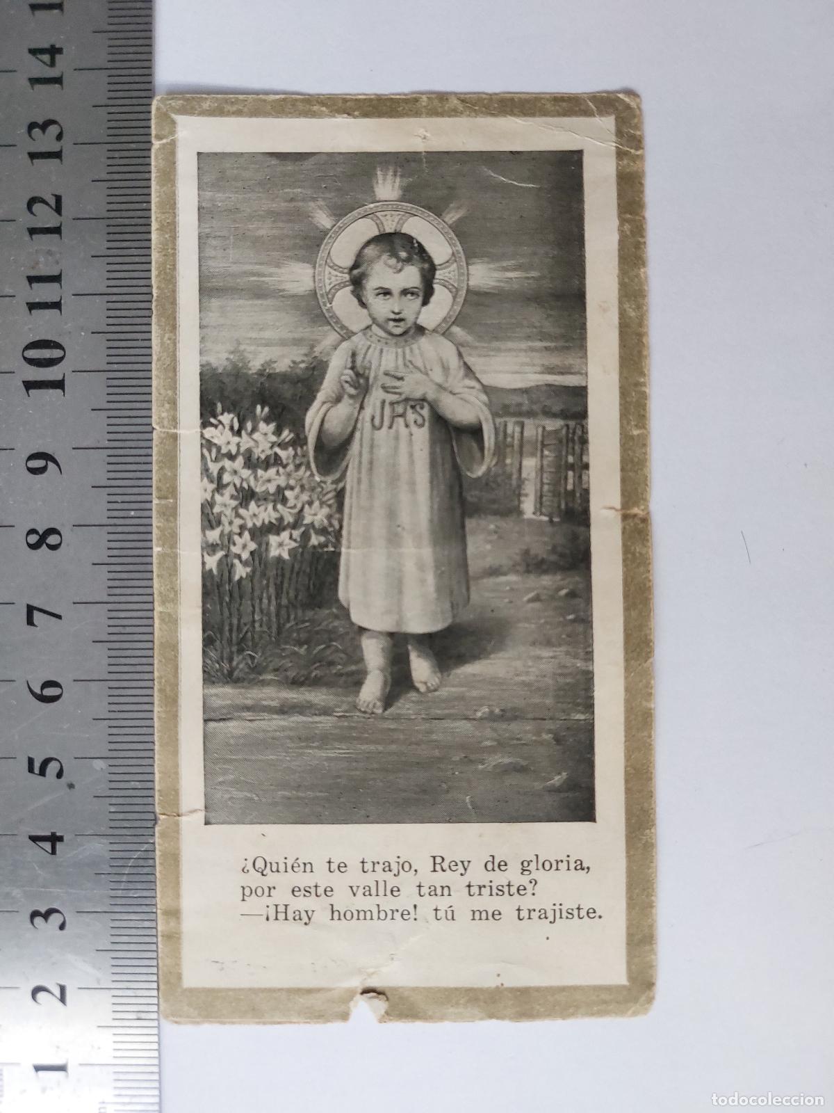 Postales: Estampa con imagen del Ni&ntilde;o Jes&uacute;s y oraci&oacute;n religiosa
