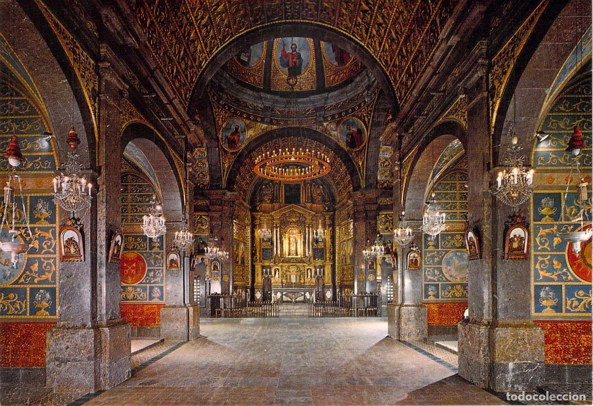 Postales: Postal del interior de la Bas&iacute;lica del Santuario de Lluc en Mallorca