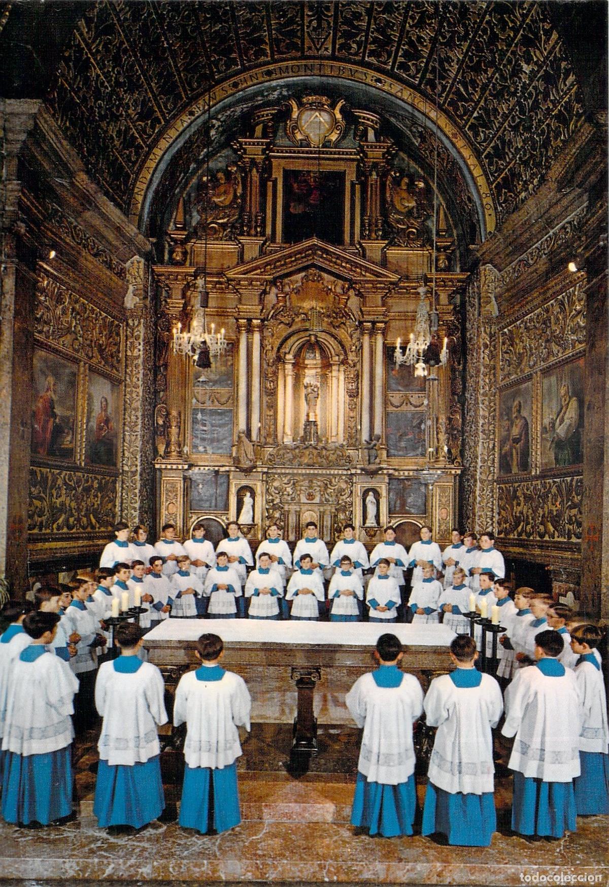 Postales: Postal del Santuario de Lluc con la Escolan&iacute;a de Blavets en Mallorca