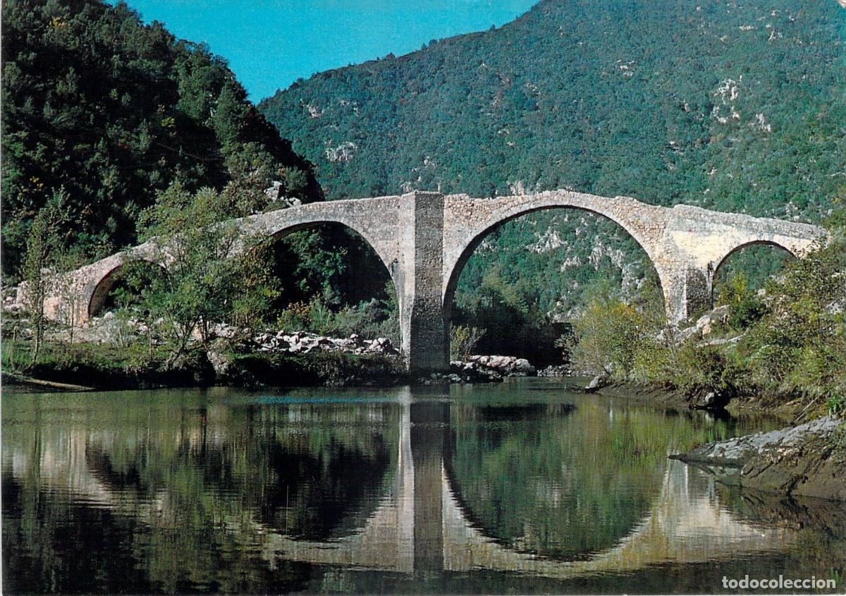 Postales: Postal de San Hilario Sacalm con el puente rom&aacute;nico de Car&oacute;s