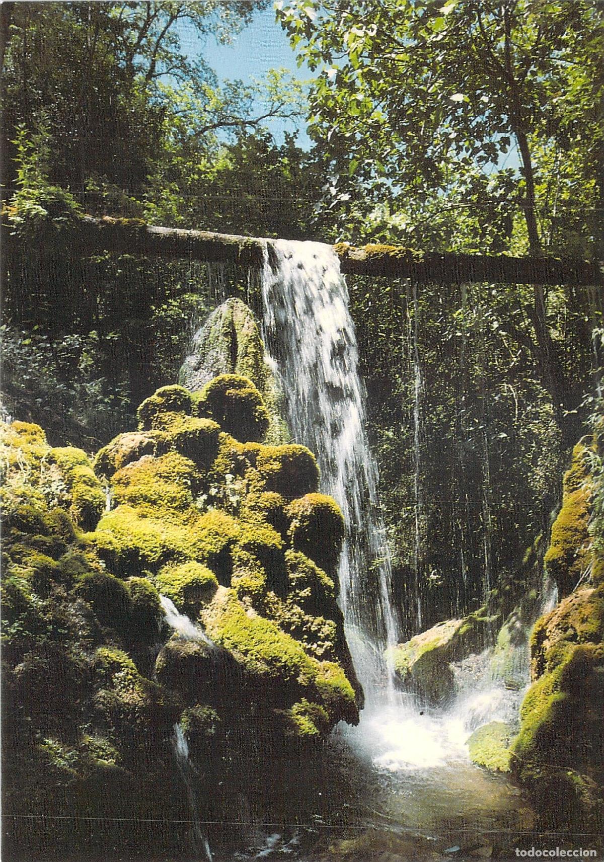 Postales: Postal de la cascada de agua minero-medicinal en Solan de Cabras, Cuenca