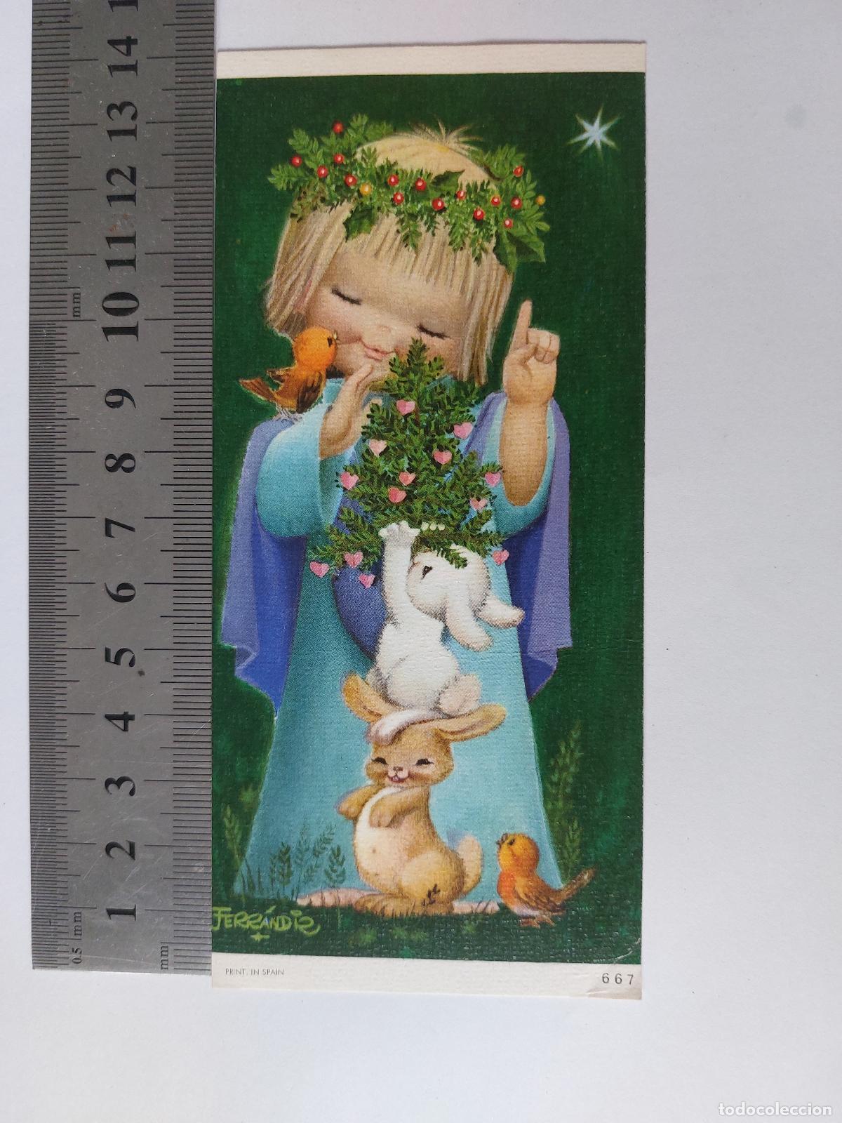 Postales: Estampa de Navidad con ilustracion de Ferrandiz y animalitos