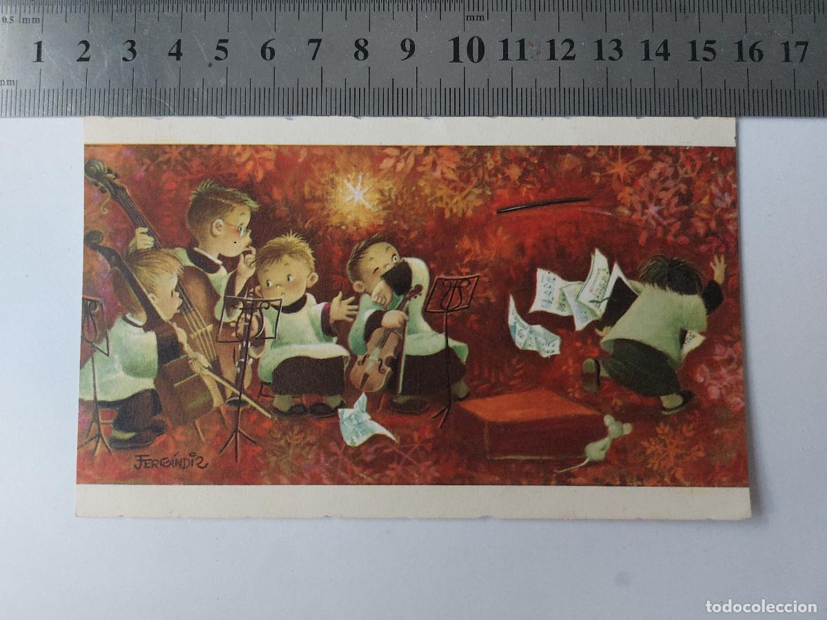 Postales: Estampa ilustrada de ni&ntilde;os m&uacute;sicos celebrando la Navidad