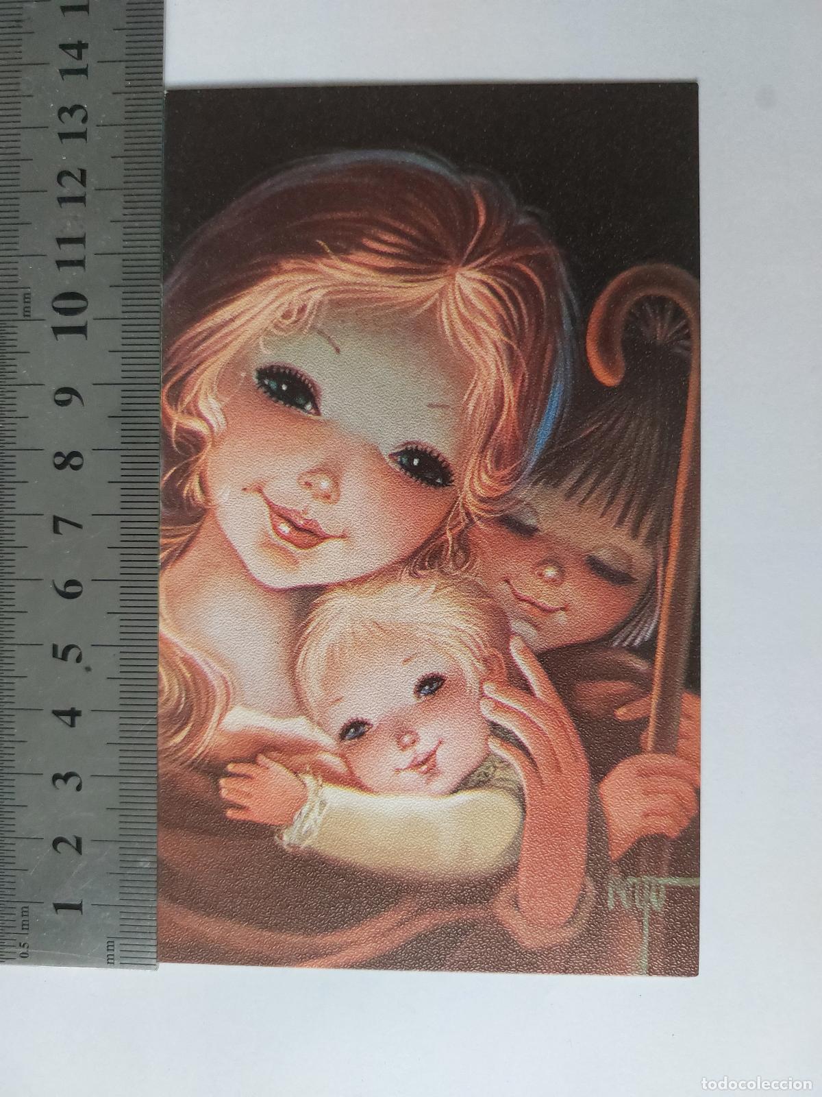 Postales: Estampa con ilustraci&oacute;n art&iacute;stica de madre y ni&ntilde;os