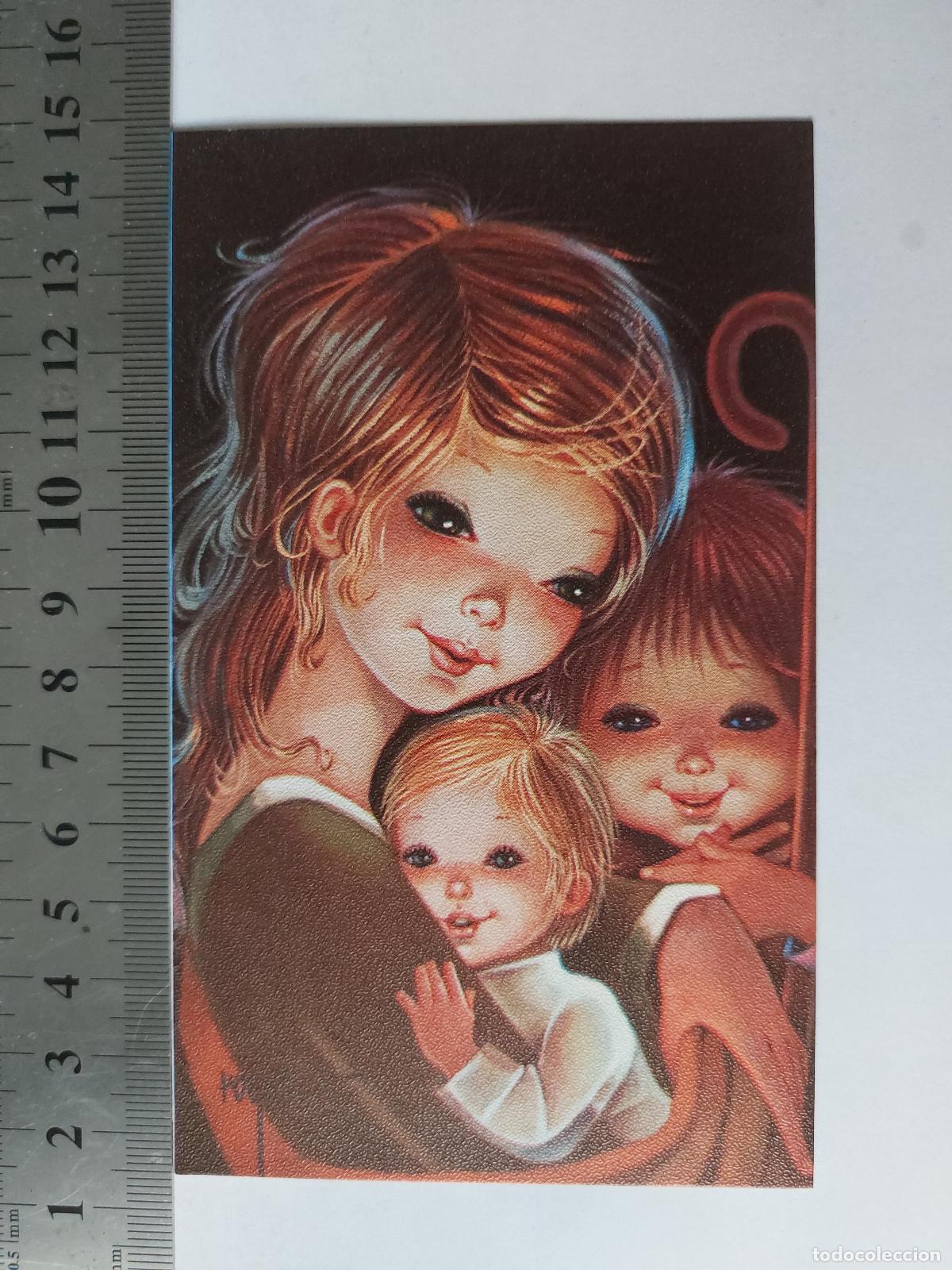 Postales: Estampa de ilustraci&oacute;n art&iacute;stica de una madre con sus dos hijos