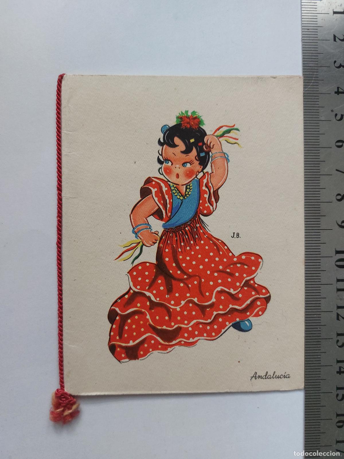 Postales: Estampa de Andaluc&iacute;a con Ilustraci&oacute;n de Bailaora Flamenca