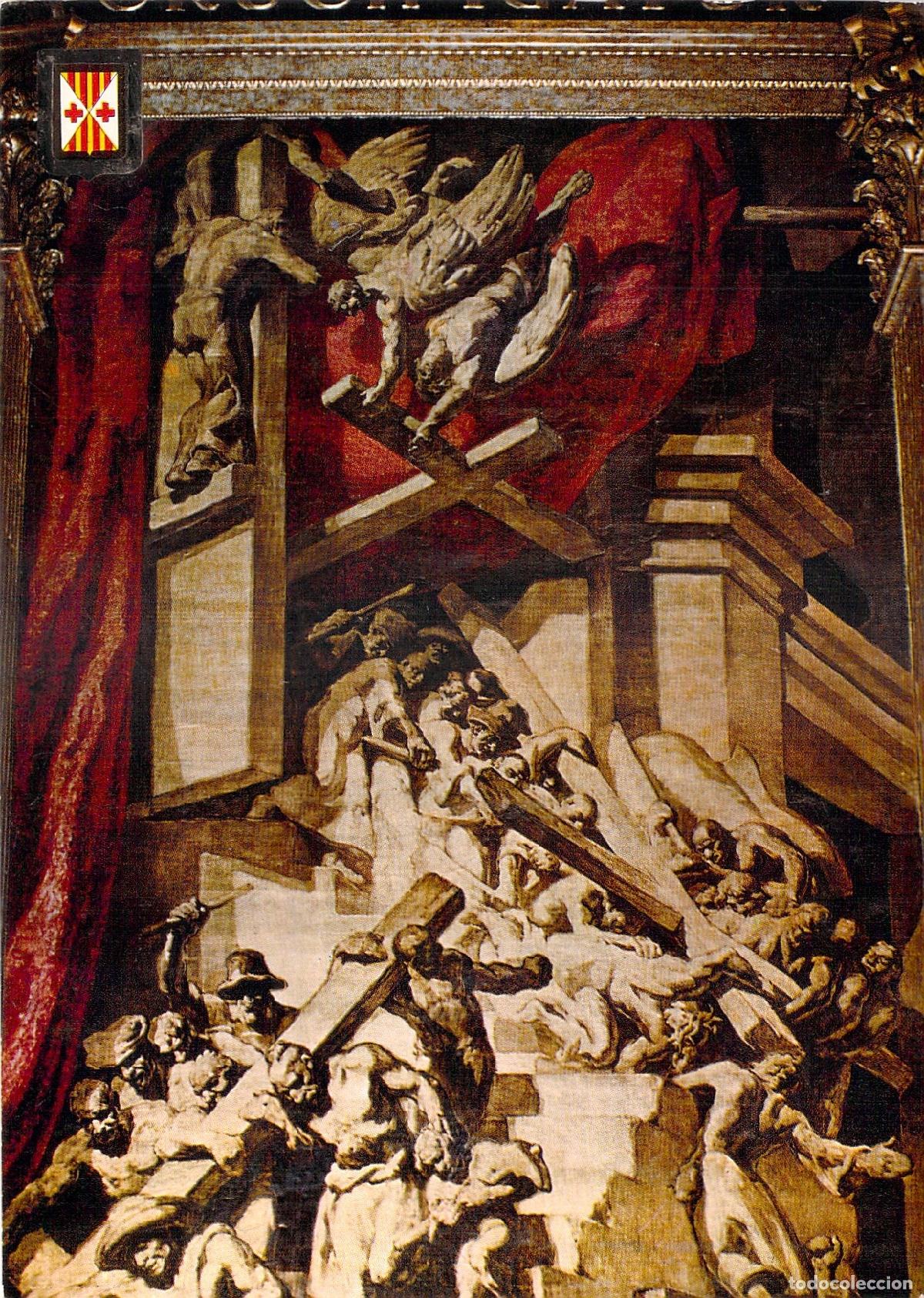 Postales: Postal de la Catedral de Vic con pintura de Sert