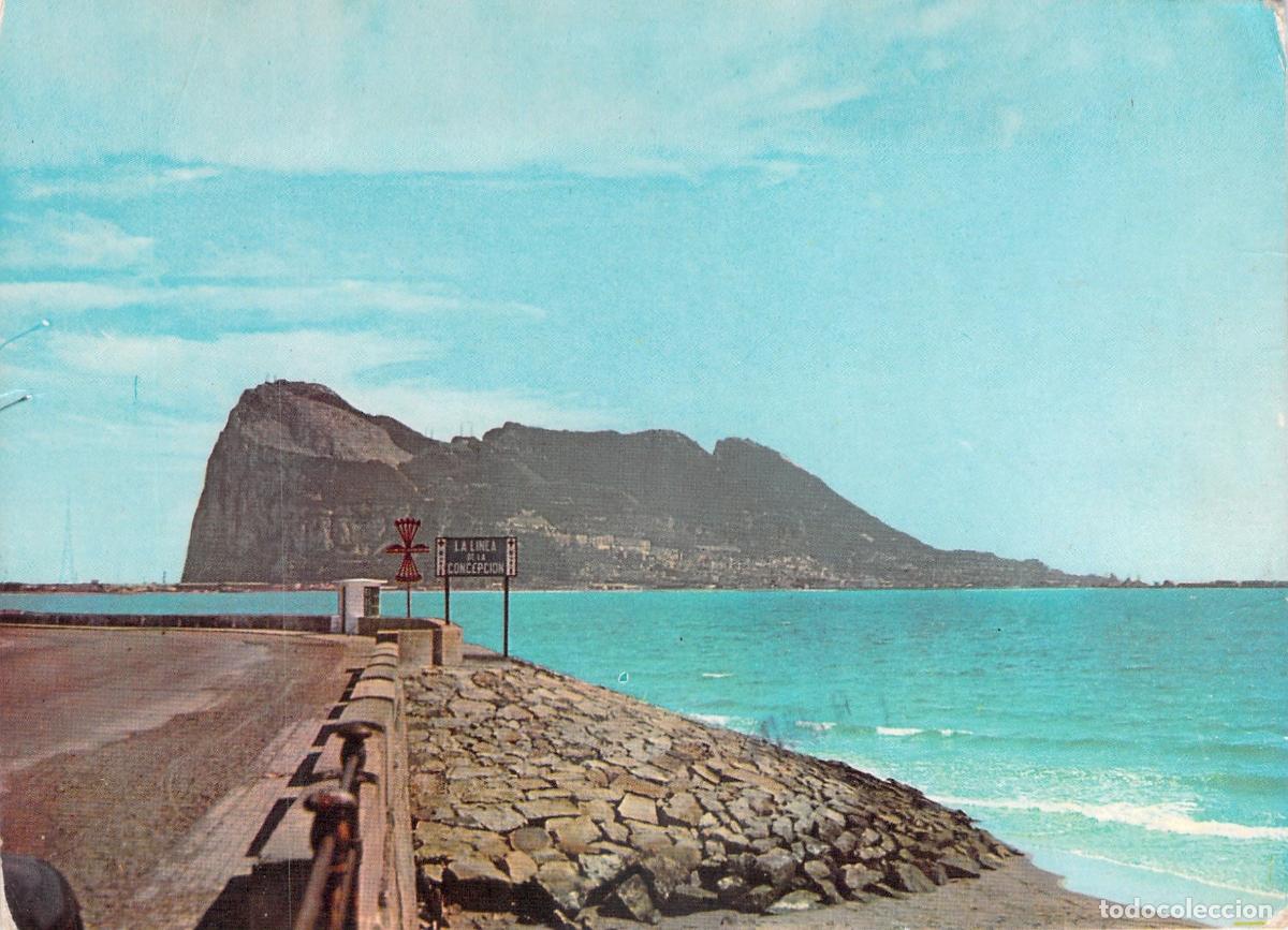 Postales: Postal de El Pe&ntilde;&oacute;n de Gibraltar desde La L&iacute;nea de la Concepci&oacute;n