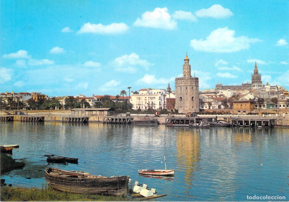 Postales: Postal de Sevilla: R&iacute;o Guadalquivir, Torre del Oro y la Giralda