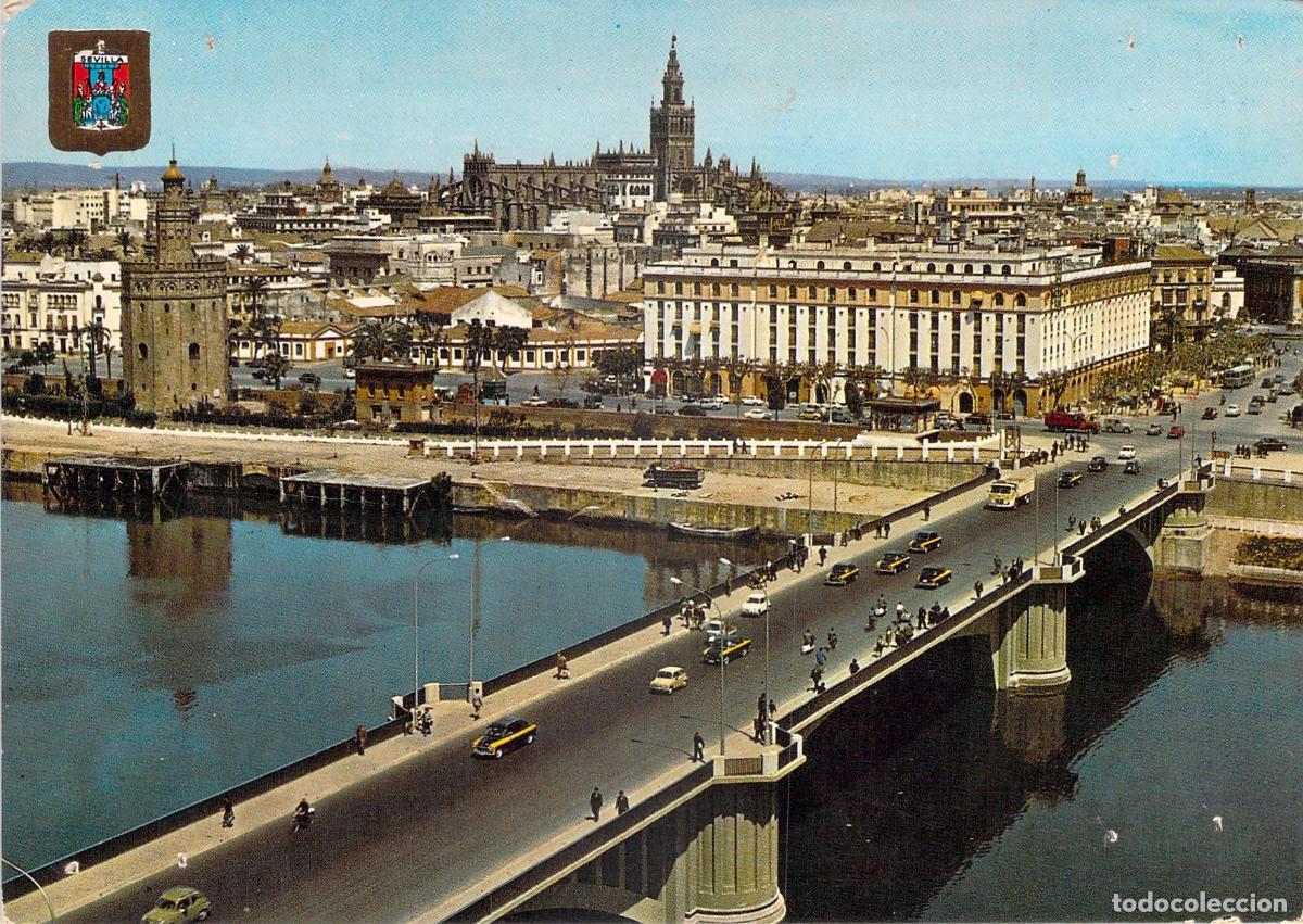 Postales: Postal de Sevilla con vista del r&iacute;o Guadalquivir y Torre del Oro