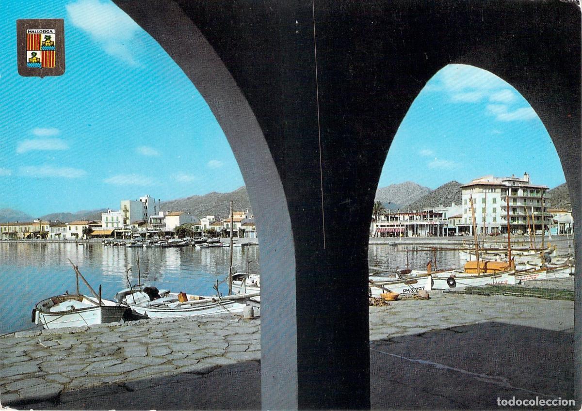 Postales: Postal de Puerto Pollensa en Mallorca con barcos y arcos