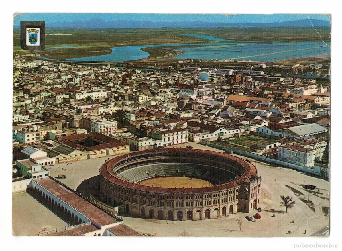 Postales: Postal El Puerto de Santa Mar&iacute;a &ndash; Plaza de Toros y vista a&eacute;rea del r&iacute;o Guadalete (C&aacute;diz, Andaluc&iacute;a,