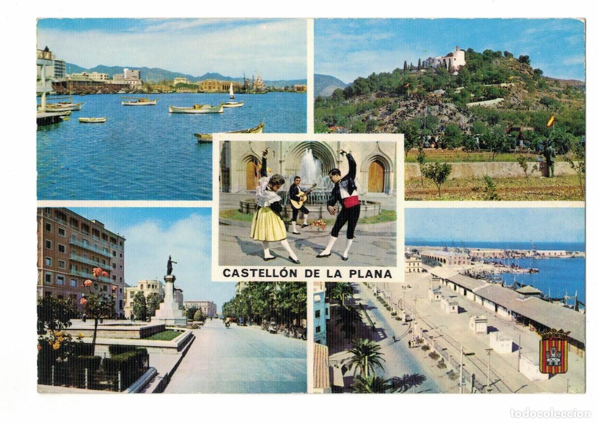 Postales: Postal Castell&oacute;n de la Plana vistas ciudad puerto y Ermita de la Magdalena a&ntilde;os 70‑80 circulada