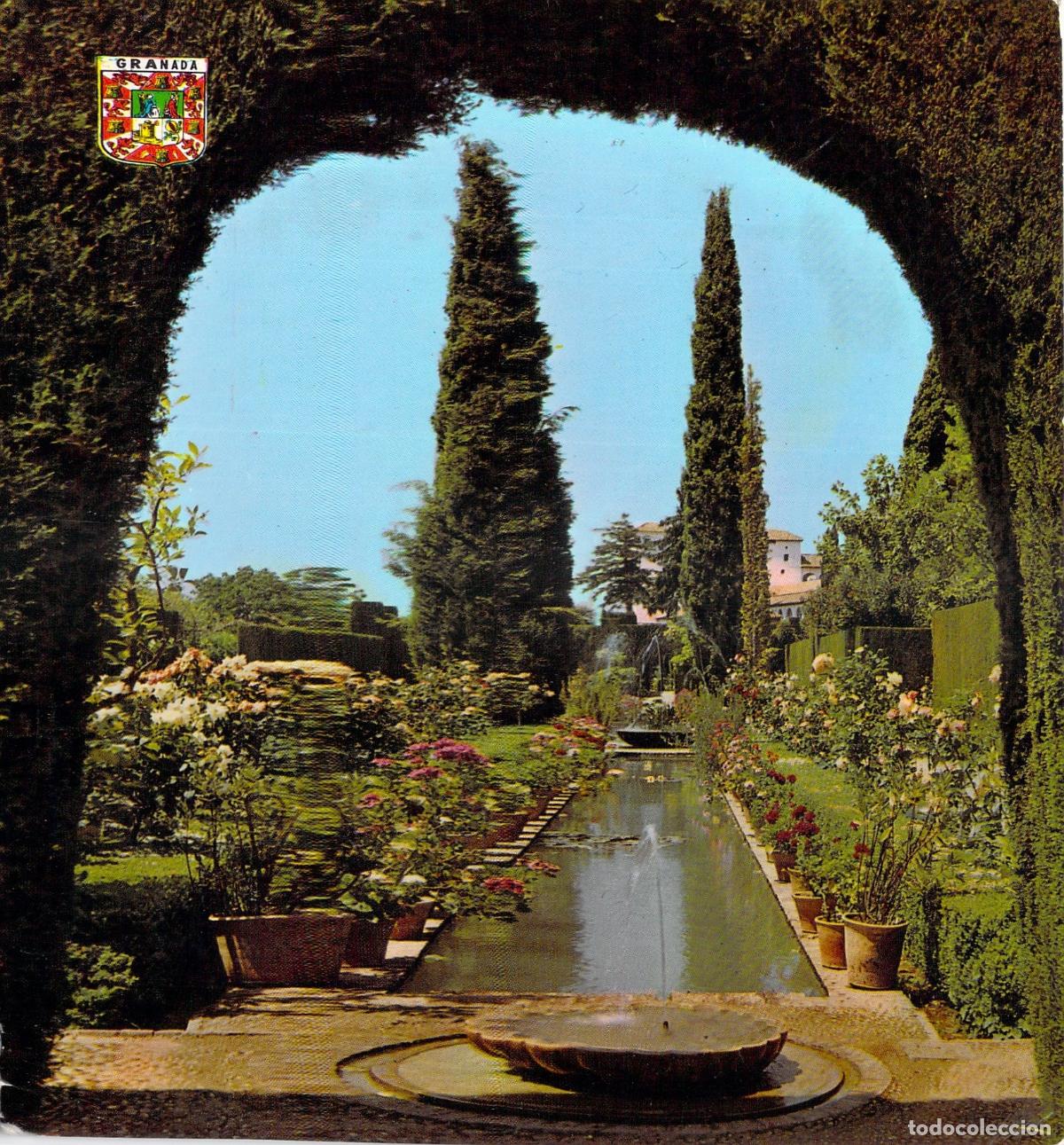 Postales: Postal de los Jardines del Generalife en Granada