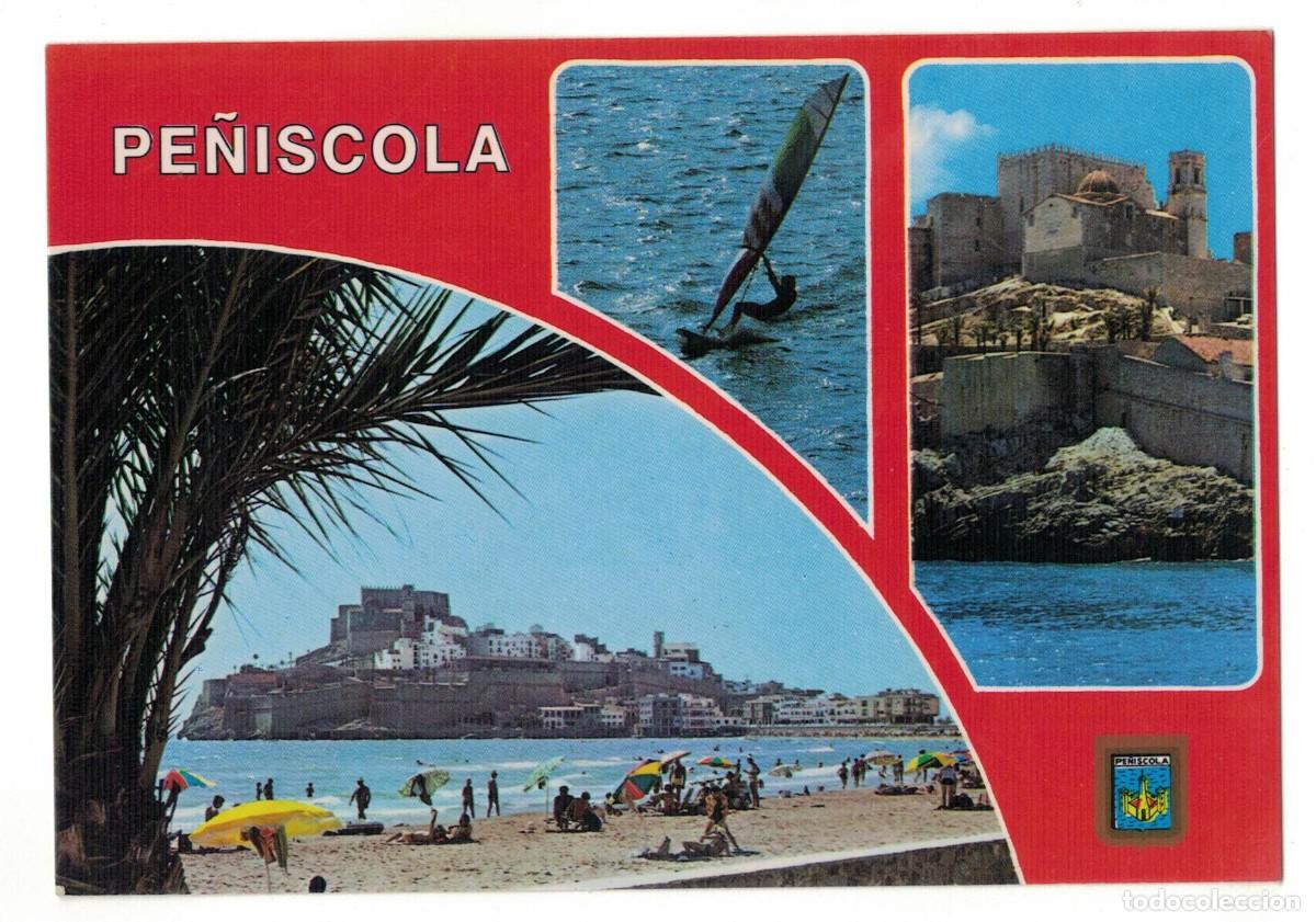 Postales: Postal Pe&ntilde;&iacute;scola Castell&oacute;n playa y castillo